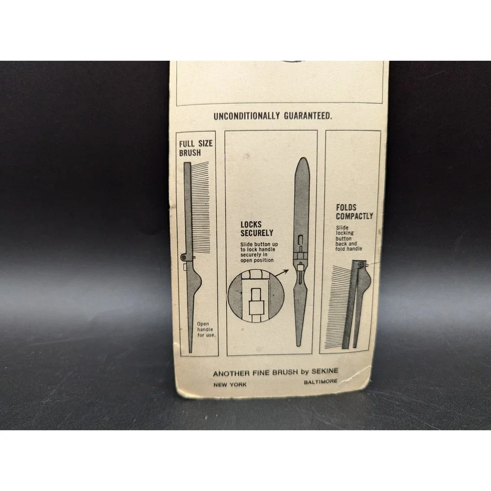 Vintage NOS NEW Nip-N-Tuck Folding Brush by Sekine Mustard New Old Stock